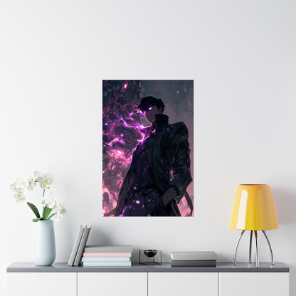Solo Leveling Sung Jinwoo Shadow Monarch Anime Fan Art Matte Vertical Poster Wall Art