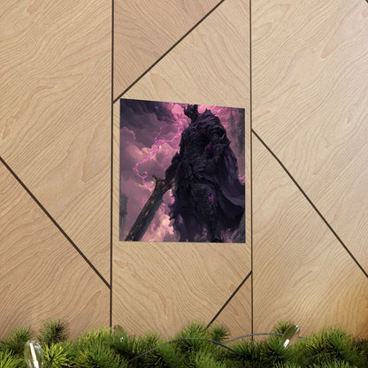 Dark Elemental Knight, Original Anime Art Matte Vertical Poster Wall Art
