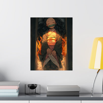 Sleeping Nezuko, Demon Slayer Anime Matte Vertical Poster Wall Art