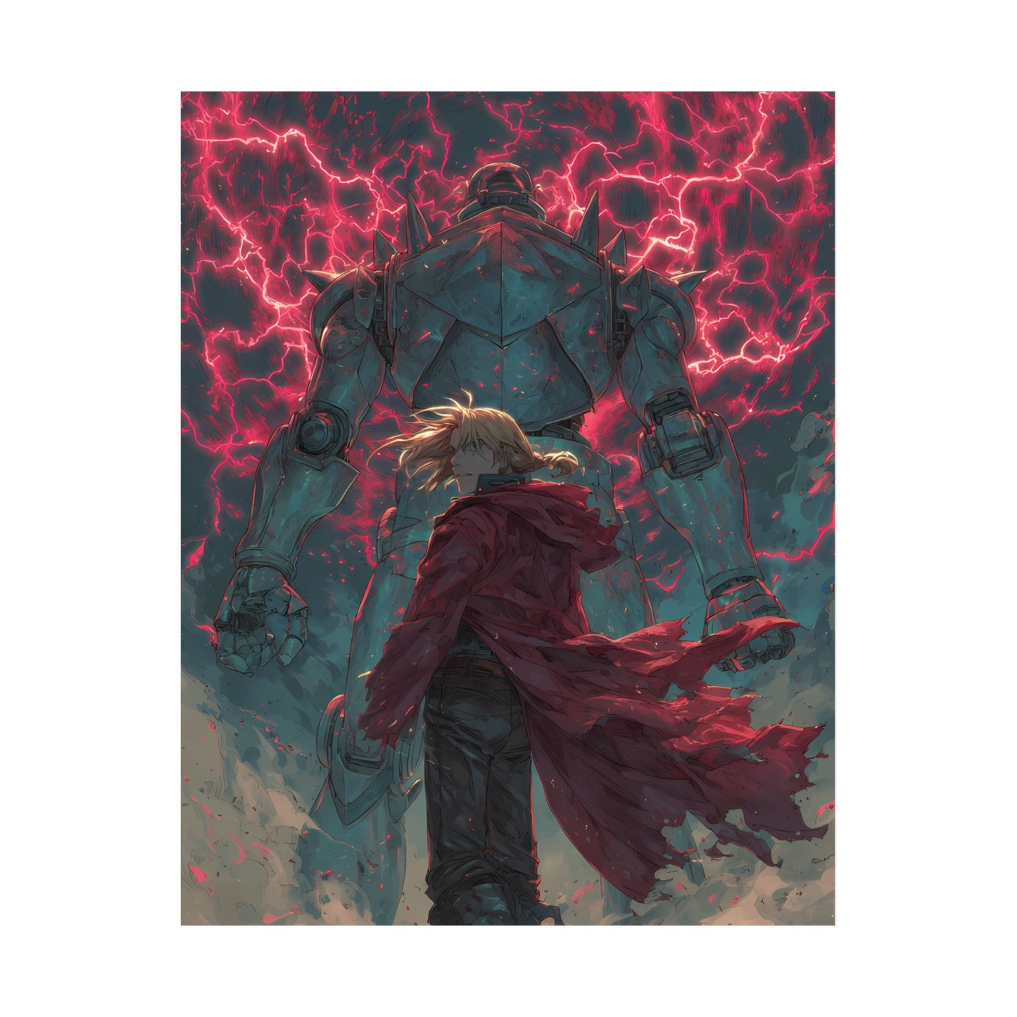 Edward and Alphonse Elric, Fullmetal Alchemist Brotherhood Anime Matte Vertical Poster Wall Art