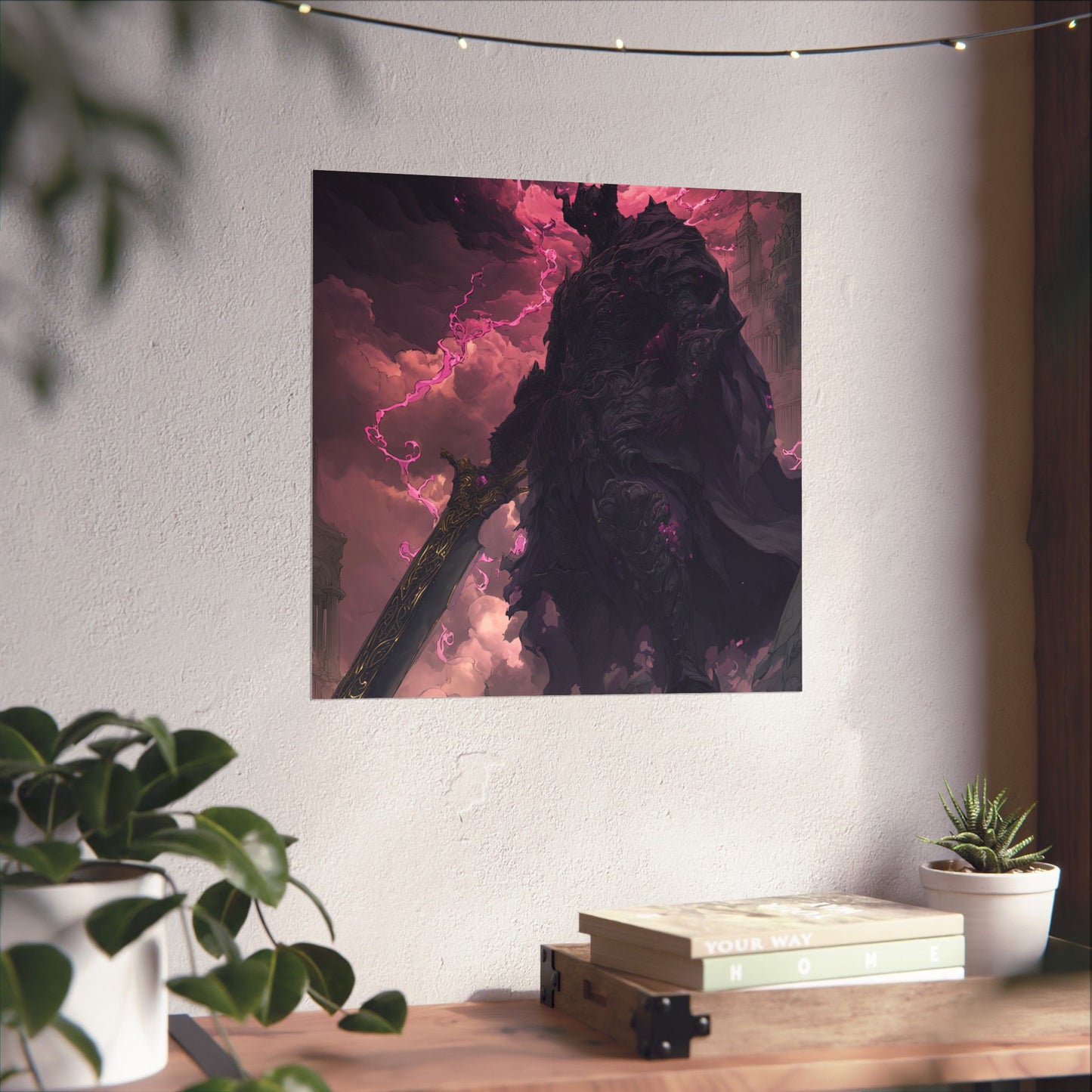 Dark Elemental Knight, Original Anime Art Matte Vertical Poster Wall Art