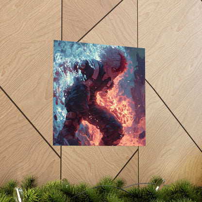 Icy Flames Shoto Todoroki My Hero Academia Anime Matte Vertical Poster Wall Art