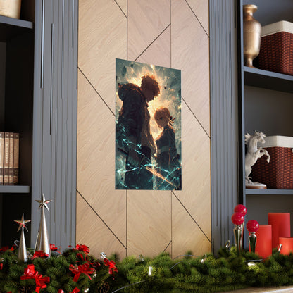 Saber and Emiya Shirou, Fate Stay Night Unlimited Blade Works Matte Vertical Poster Wall Art