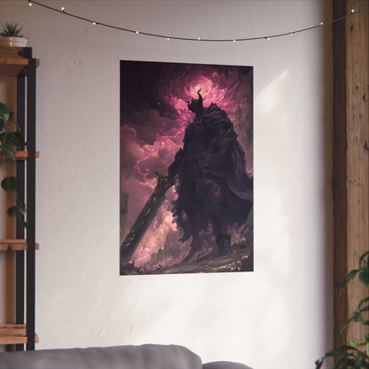 Dark Elemental Knight, Original Anime Art Matte Vertical Poster Wall Art