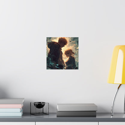 Saber and Emiya Shirou, Fate Stay Night Unlimited Blade Works Matte Vertical Poster Wall Art
