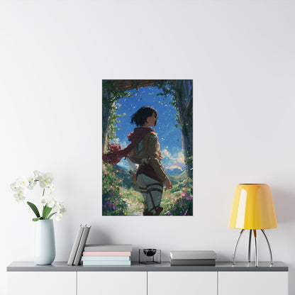 Mikasa Ackerman, Attack On Titan Anime Fan Art Matte Vertical Poster Wall Art