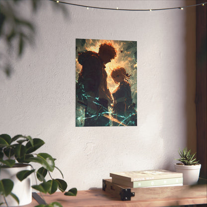 Saber and Emiya Shirou, Fate Stay Night Unlimited Blade Works Matte Vertical Poster Wall Art