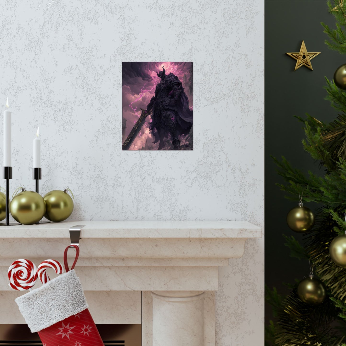Dark Elemental Knight, Original Anime Art Matte Vertical Poster Wall Art