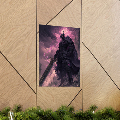 Dark Elemental Knight, Original Anime Art Matte Vertical Poster Wall Art