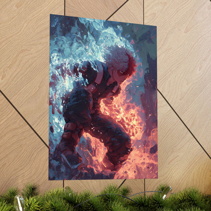 Icy Flames Shoto Todoroki My Hero Academia Anime Matte Vertical Poster Wall Art