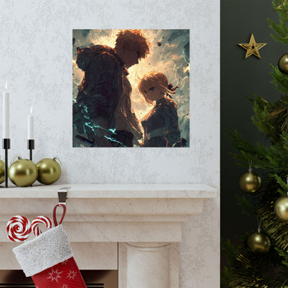 Saber and Emiya Shirou, Fate Stay Night Unlimited Blade Works Matte Vertical Poster Wall Art