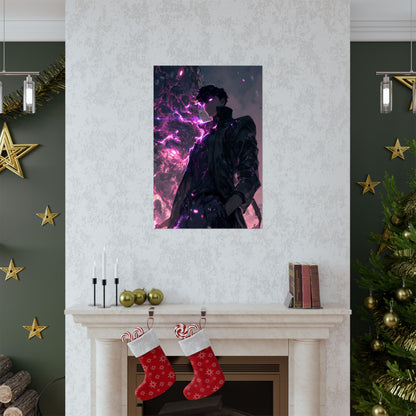 Solo Leveling Sung Jinwoo Shadow Monarch Anime Fan Art Matte Vertical Poster Wall Art