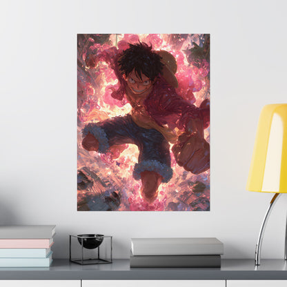 Monkey D. Luffy, One Piece Anime Gomu Gomu No Mi Matte Vertical Poster Wall Art