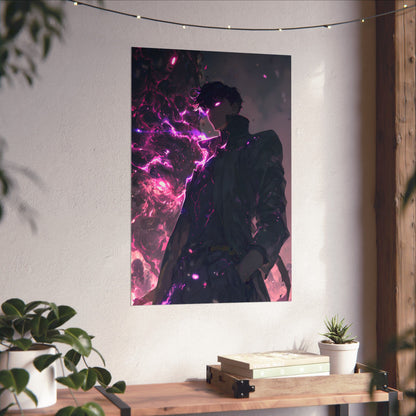 Solo Leveling Sung Jinwoo Shadow Monarch Anime Fan Art Matte Vertical Poster Wall Art