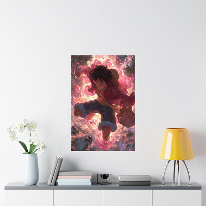 Monkey D. Luffy, One Piece Anime Gomu Gomu No Mi Matte Vertical Poster Wall Art