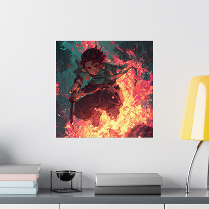 Tanjiro Kamado Hinokami Kagura, Demon Slayer Anime Matte Vertical Poster Wall Art