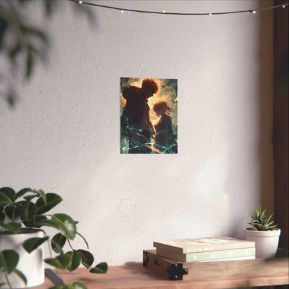 Saber and Emiya Shirou, Fate Stay Night Unlimited Blade Works Matte Vertical Poster Wall Art