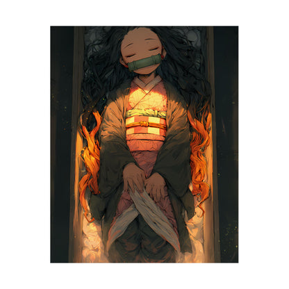 Sleeping Nezuko, Demon Slayer Anime Matte Vertical Poster Wall Art