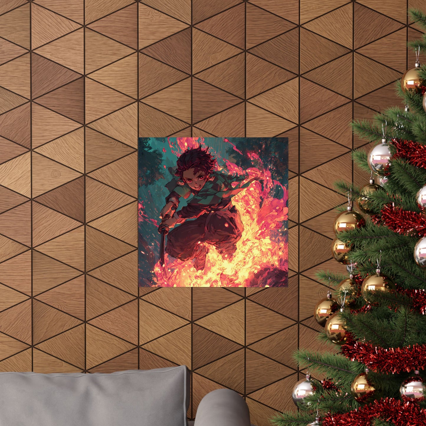 Tanjiro Kamado Hinokami Kagura, Demon Slayer Anime Matte Vertical Poster Wall Art