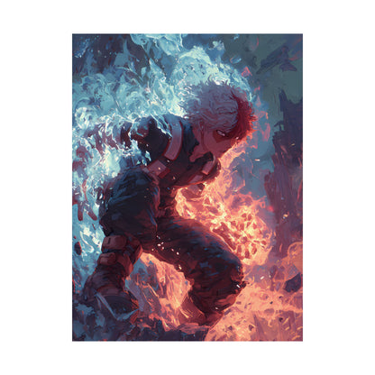 Icy Flames Shoto Todoroki My Hero Academia Anime Matte Vertical Poster Wall Art