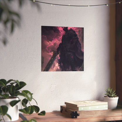 Dark Elemental Knight, Original Anime Art Matte Vertical Poster Wall Art