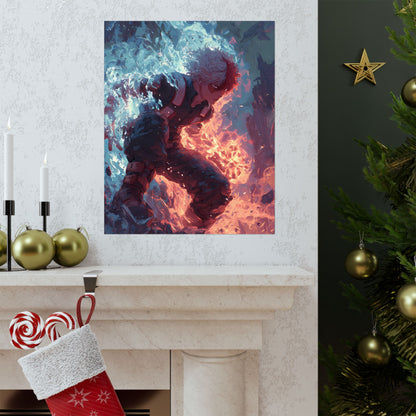 Icy Flames Shoto Todoroki My Hero Academia Anime Matte Vertical Poster Wall Art
