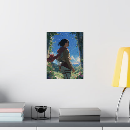 Mikasa Ackerman, Attack On Titan Anime Fan Art Matte Vertical Poster Wall Art