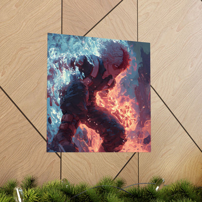 Icy Flames Shoto Todoroki My Hero Academia Anime Matte Vertical Poster Wall Art