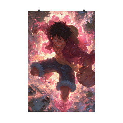 Monkey D. Luffy, One Piece Anime Gomu Gomu No Mi Matte Vertical Poster Wall Art