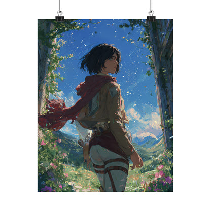 Mikasa Ackerman, Attack On Titan Anime Fan Art Matte Vertical Poster Wall Art