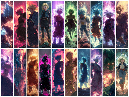 Collage of animated characters in various poses with colorful, gradient backgrounds.