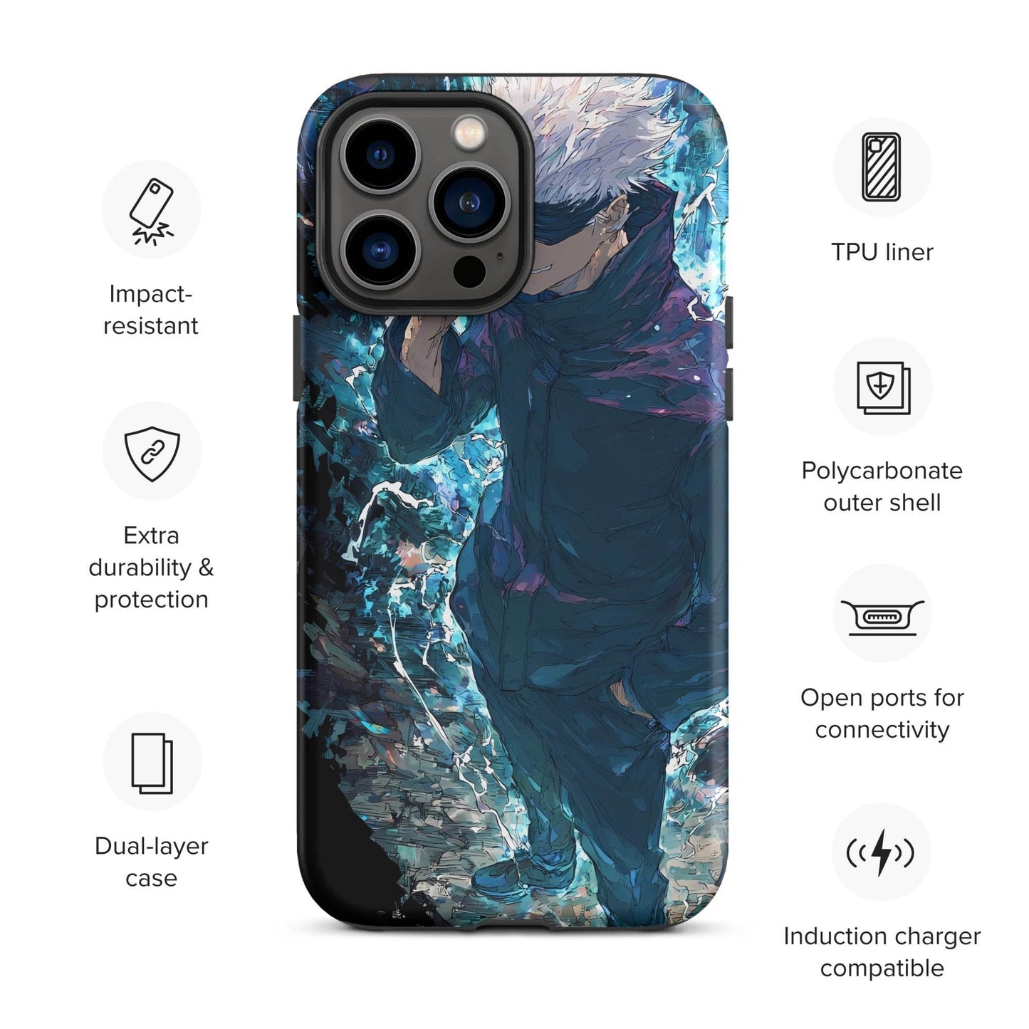 Gojo Satoru Tough Case for iPhone, Jujutsu Kaisen Anime Fan Art - Chromavolt