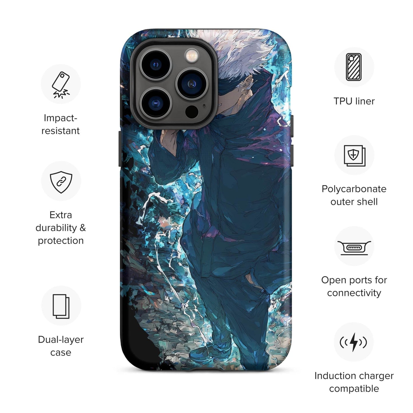 Gojo Satoru Tough Case for iPhone, Jujutsu Kaisen Anime Fan Art - Chromavolt